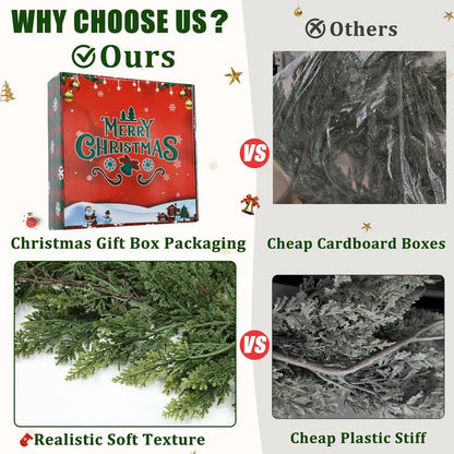 MDSTBN 6ft Christmas Garland Realistic Soft and Thickness Green Faux Cedar Pine Garland Artificial Cedar Cypress Garland for Home Fireplace Wall Indoor Outdoor Holiday Party Home Decoration