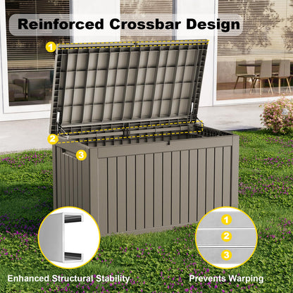 ROJIK Outdoor Storage Housing Deck Box-Waterproof Patio Furniture,Garden Tools,Cushions,Pool Accessories Storage Waterproof Resin Box with Capacity (280 Gal & Grey)