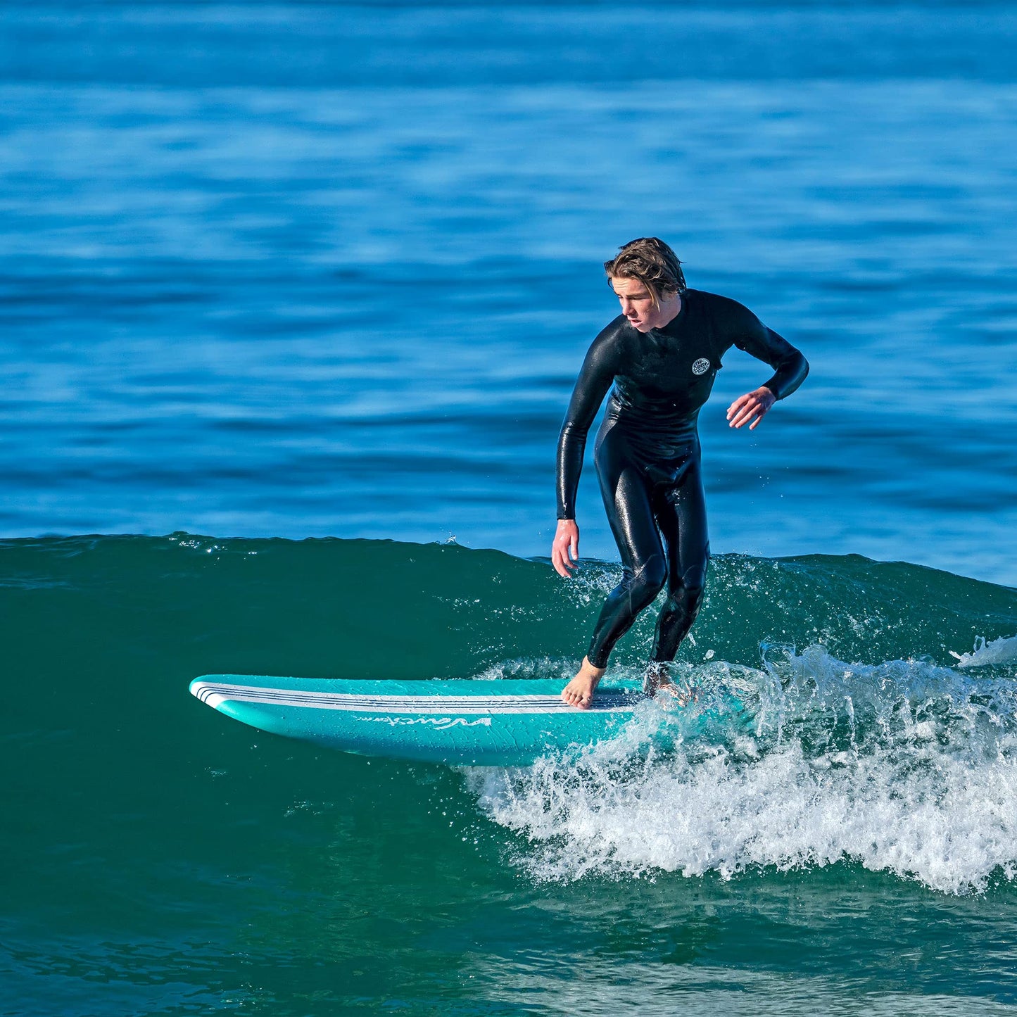 WAVESTORM 8ft Premium Classic Longboard Surfboard (Retro Turquoise)