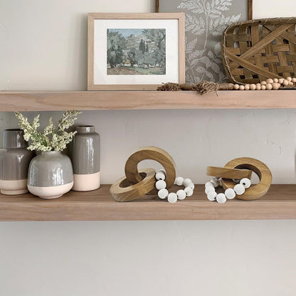 2pcs Oakrain Wood Chain Link Decor, Minimalist Home Dcor Accents, Natural Boho Farmhouse Rustic Handmade Wood Knot