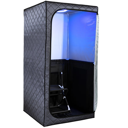 Durasage 1-Person Infrared Sauna for Home, Ultra Low EMF Infrared Panels, LED Lighting, Heating Foot Pad and Portable Chair (1-Person)