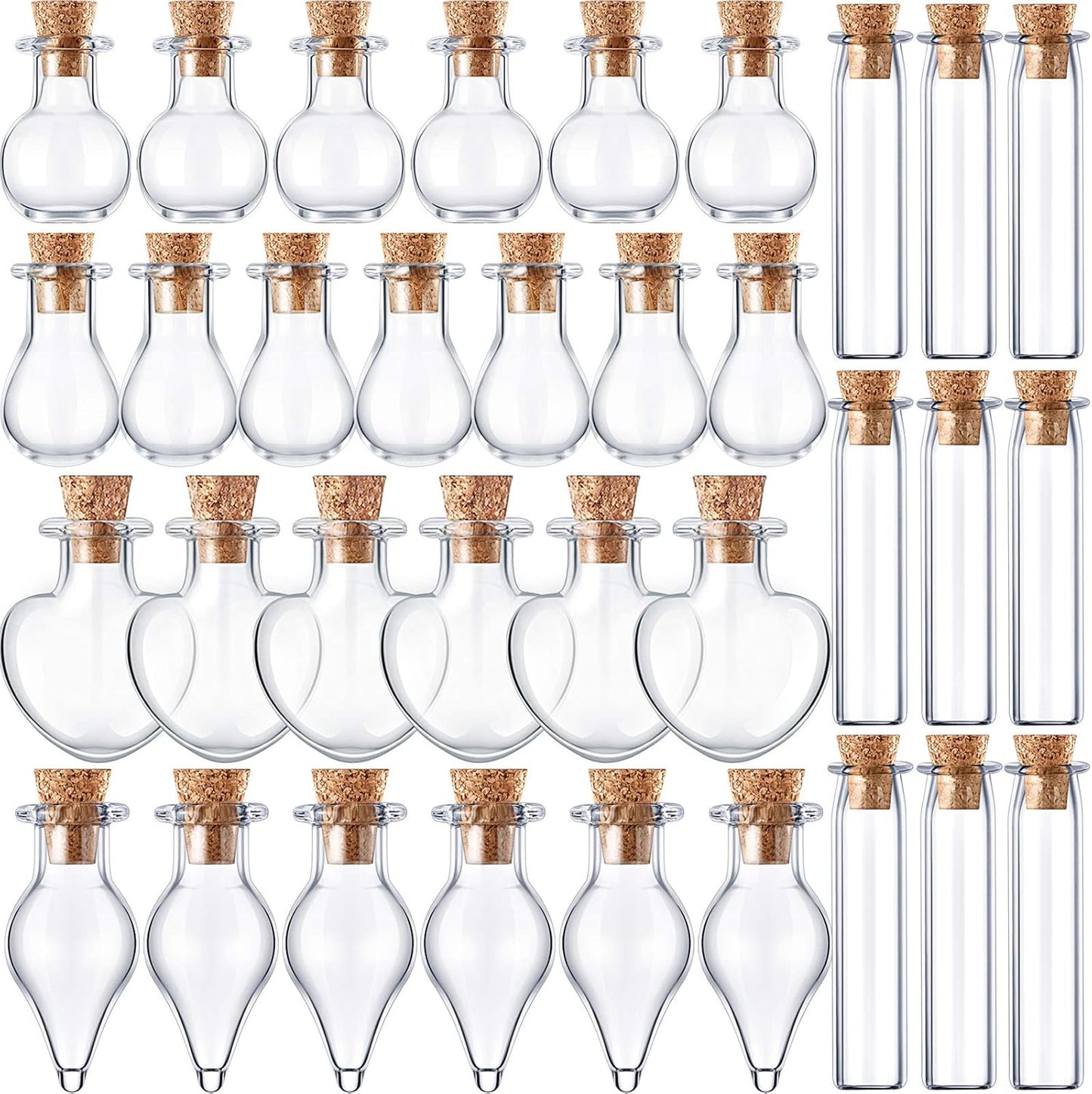 Patelai 50 Pcs Mini Glass Bottles Jars - Tiny Cork Stoppers for DIY Decor, Wishing Message Jars for Parties