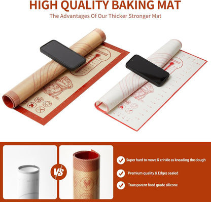 Silicone Baking Pastry Dough Mat - Extra Large 28x20 Inch Nonstick Rolling Mat for Cookies & Bread