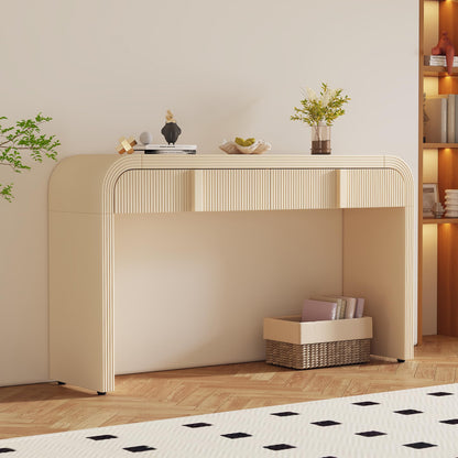 Ball & Cast 55" Rounded Silhouette Console Table,Mordern Sofa Table Behind Couch, Narrow Entryway Table with Two Drawers for Hallway,Living Room,Foyer,Apricot Cream