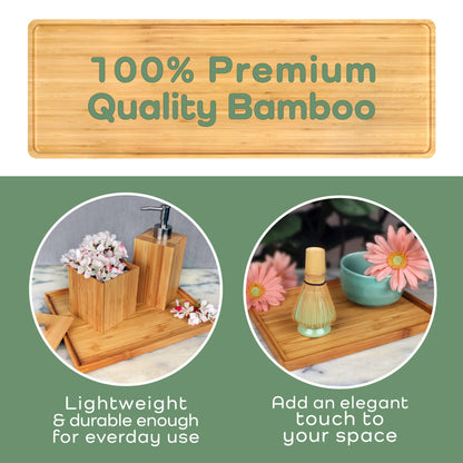BambooMN Organic Bamboo Serving Tray, Vanity, Tea, Appetizers, Snacks, Charcuterie Board, 11"x5.5"x0.6" - 30 Trays