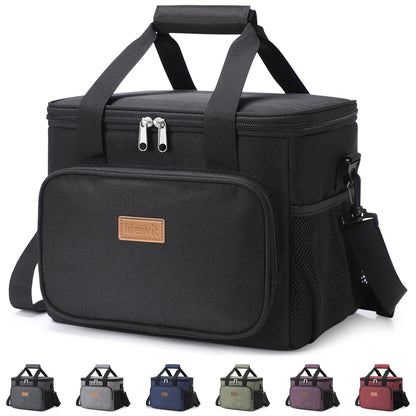 Lifewit Large Lunch Bag, Insulated Lunch Box, Soft Cooler Cooling Tote for Adult Men Women, Black 24-Can (15L)