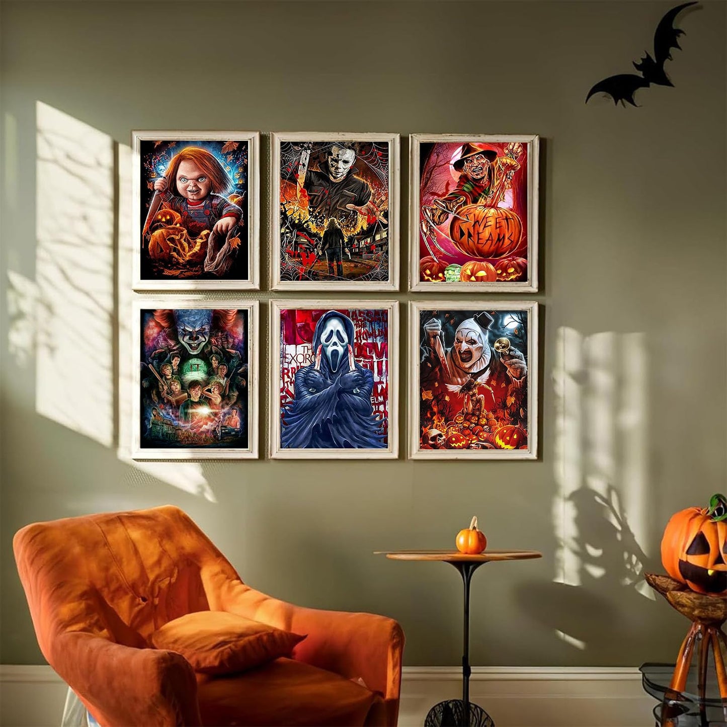 Sretoul 6 Pack Halloween Diamond Art Kits for Adults, Diamond Painting Kit Beginners Halloween, Horror 5D Gem Art for Adults with Round Gem Painting Gift Home Wall Decor 12x16 Inch