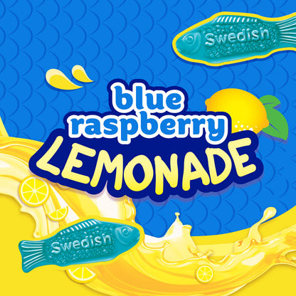 SWEDISH FISH Blue Raspberry Lemonade Soft & Chewy Candy, Bulk Candy, 12-3.59 oz Bags