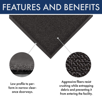 Notrax 231 Prelude Indoor/Outdoor Entrance Mat, for Home or Business, 4' x 6', Black