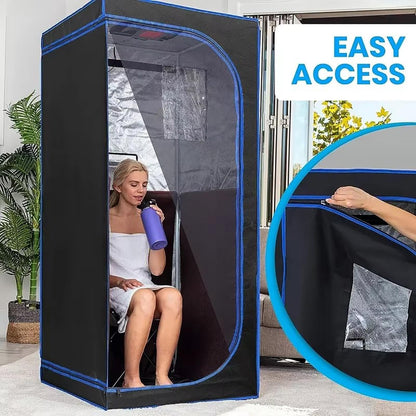 YXKJZHF Full Size Portable Steam Sauna Tent,One Person Indoor Sauna Box for Indoor Home Spa, with Remote Control, Foldable Chair