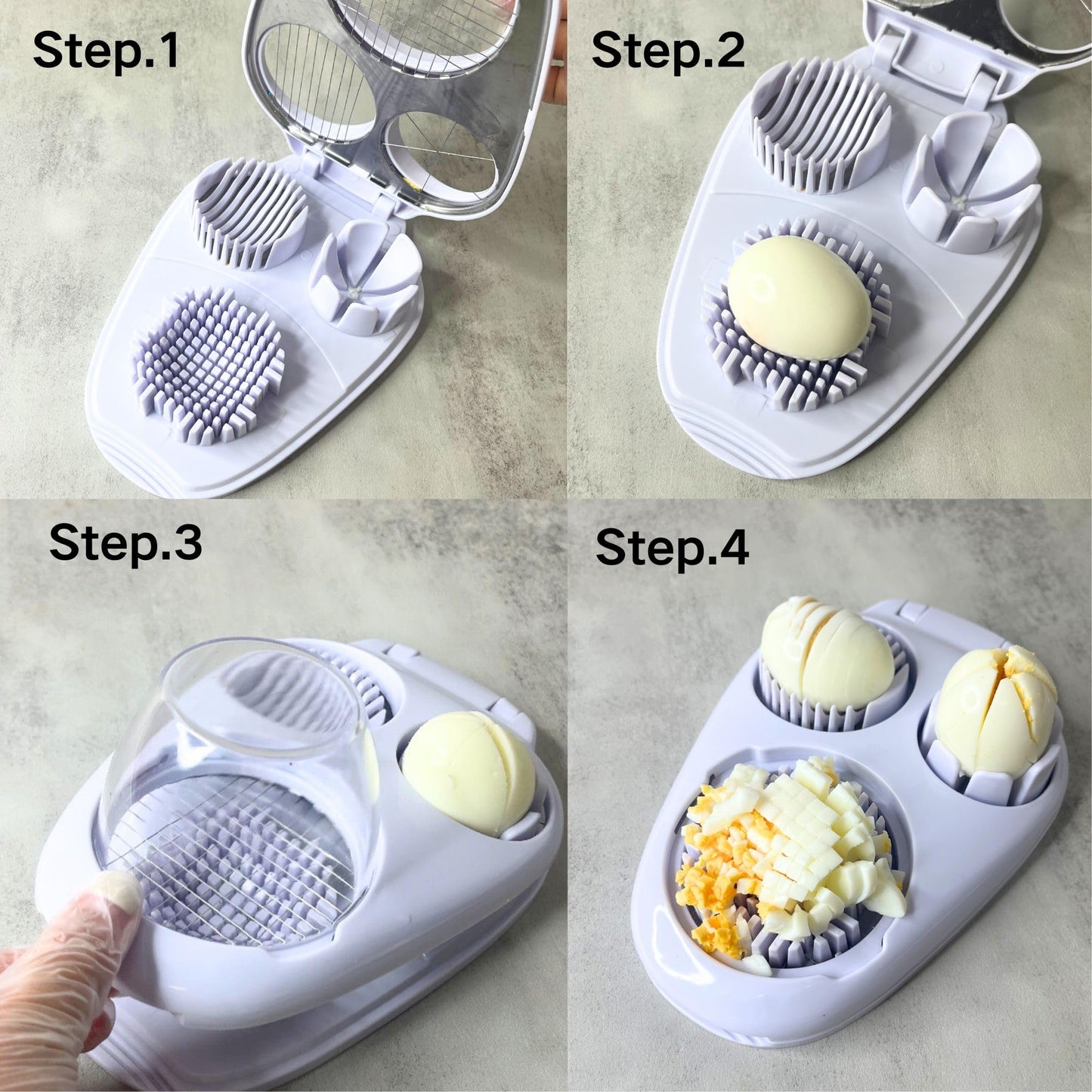 MASALACO 3 in 1 Boiled Egg Slicer, Three Slicing Modes, Tomato, Strawberry, Banana Kitchen Slicing Tool, Chopper, Egg Slicer Kitchen Small Tool, White