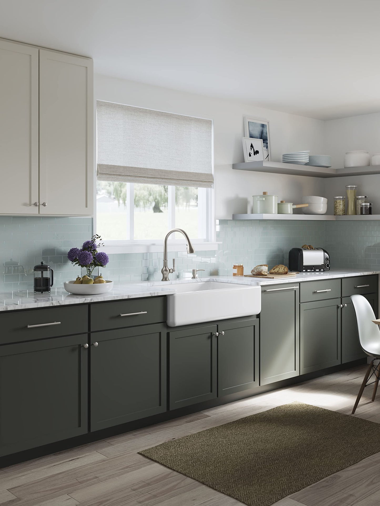KOHLER Whitehaven® 35-3/4" Farmhouse Undermount Kitchen Sink, Single-Bowl Kitchen Sinks, Self-Trimming Tall Apron Front, K-6489-0, White