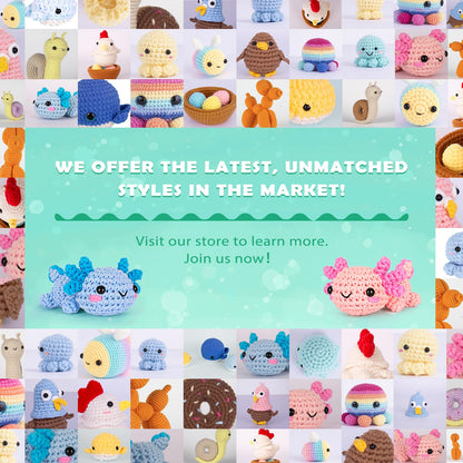 Crochetta Crochet Kit for Beginners, Beginner Crochet Starter Kit w Step-by-Step Video Tutorials, Learn to Crochet Kits for Adults Women Men, DIY Knitting Supplies, Axolotls (Blue and Pink)