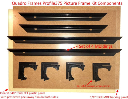 Quadro Frames 6x17 inch Picture Frame, Black, Style P375-3/8 inch Wide Molding