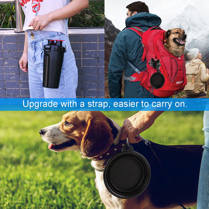 Dog Travel Water Bottle Collapsible Bowls, 2 in 1 Pet Food Container with Collapse Bowls, Outdoor Portable Water Bowls for Walking, Traveling, Camping and Hiking (Orange)