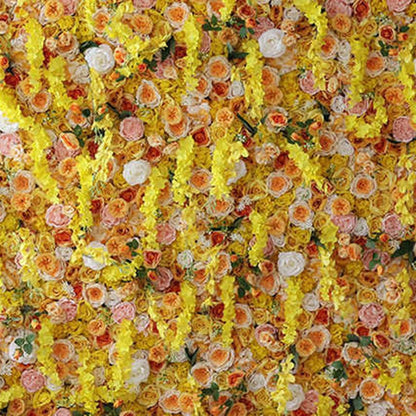 JIIPOREGJ Handmade Yellow Flower Roses Wall Large Artificial Flower Wall Backdrop Panels,Rose Wedding Backdrop 3D Floral Wall Fabric Flower Wall for Party Baby Shower Br,One Color,2m*2m/6.56 * 6.56FT