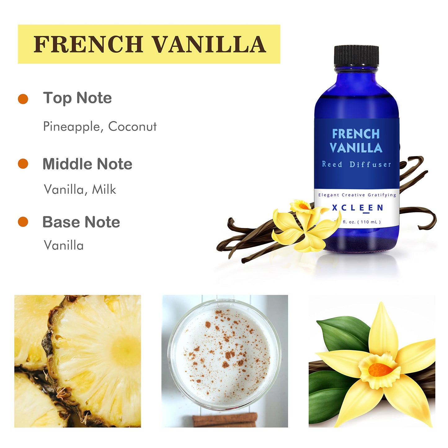Reed Diffusers Set, 3.7 Oz Scent Diffuser, 6 Reed Diffuser Sticks, Home Fragrance Hyacinth, Peony & Citrus, Aromatherapy Oil Diffuser Reeds, More Masculine Scent, Bathroom & Office Decor 110ml