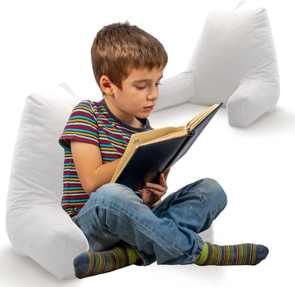 Cheer Collection Reading Pillow with Arms Portable Bed Pillow for Sitting Up & Support, Hollow Fiber-Filled Back Rest