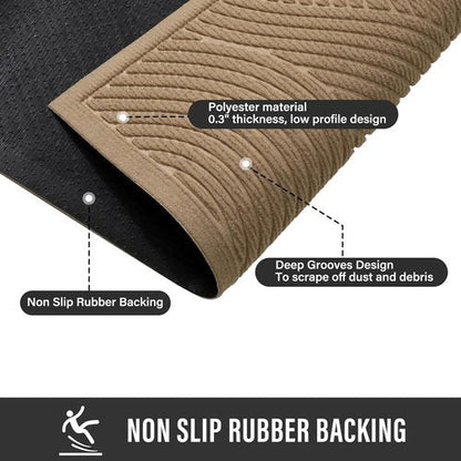 HIYARD Sturdy Front Door Mat - Absorbent, Non-Slip, Stain Resistant | 36x24 Beige Indoor/Outdoor Mat