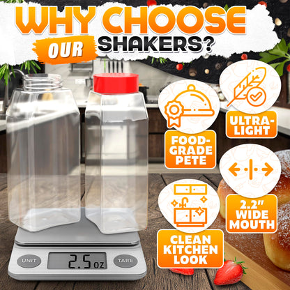 2Pcs Large Seasoning Containers with Wide Mouth for Easy Filling – 32 Oz Spice Containers with Dual Shake Airtight Lids for Spices | Transparent Seasoning Shaker, Durable & Odor-Resistant Spice Shaker