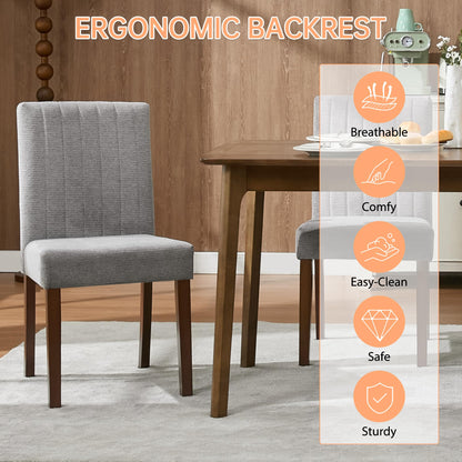 Garvee Upholstered Dining Chairs Set of 4, Button Tufted Parsons Chairs with Wood Legs and Padded Seat, Modern Fabric Side Chairs for Dining Room Kitchen Farmhouse Hotel, Gray
