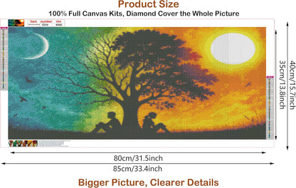 5D DIY Diamond Painting Kits for Adults, Large Size Full Drill Diamond Arts Rhinestone Pasted, DIY Painting Diamond Dot Arts Crafts for Home Wall Decor Gift (Day and Night Tree)