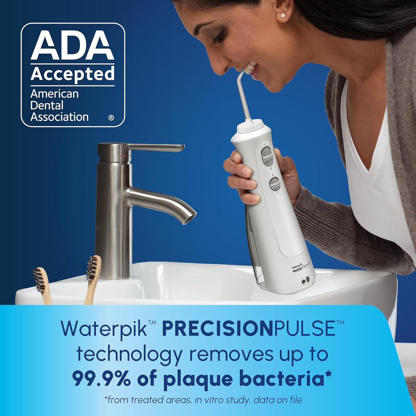 Waterpik Cordless Pearl and Sensonic Rechargeable Electric Toothbrush and Water Flosser Combo, Complete Dental Care for Teeth, Gums, Braces and Travel – ADA Accepted, White
