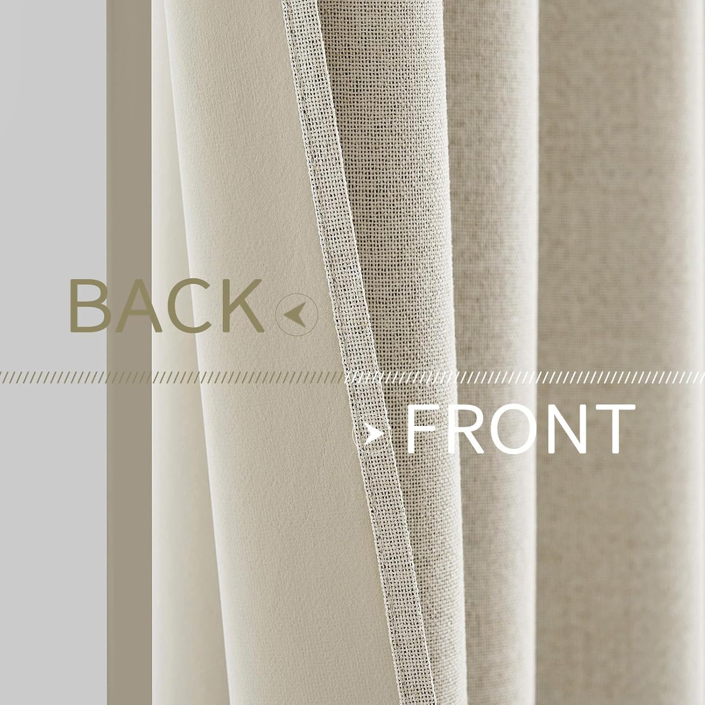 MIULEE Blackout Linen Textured Curtains - Thermal Insulated Cream Drapes for Bedroom | 52 x 96 Inch (2 Panels)