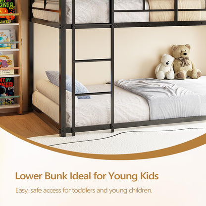 JOYMOR Triple Bunk Bed Twin Over Twin Over Twin, Metal 3 Bunk Bed for Kids, Teens and Adults, Heavy Duty Triple Bed Frame with Safety Guardrail, No Box Spring Needed