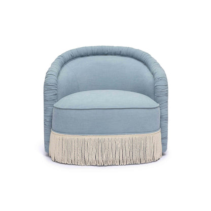Tov Furniture Pamela Faded Blue Recycled Fabric Tassel Lounge Chair