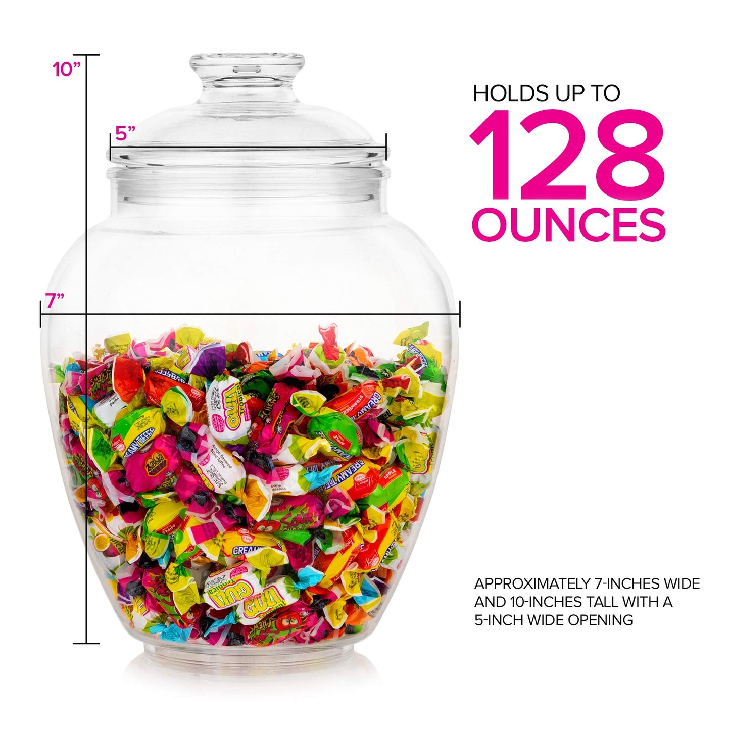 Modern Innovations 128-Ounce Candy & Cookie Jar with Lid, 1 Gallon Premium Acrylic Clear Apothecary Jar, Wedding & Home Décor Centerpiece, Decorative Kitchen Storage Jar, Bathroom Organization