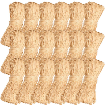 Woanger 18 Pcs Natural Raffia Ribbon Raffia Straw for Florist Bouquets Decoration for Wrapping Birthday 4th of July Wedding Halloween Easter Anniversary Florist Supplies