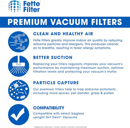 Fette Filter - Vacuum HEPA Filter Compatible with Dirt Devil F1, Pack of 6