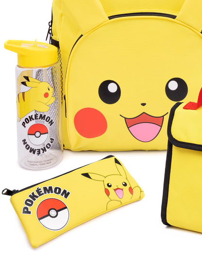 Pokémon Pikachu Kids Backpack Set | 4-Piece School Bag with Lunch Bag, Pencil Case & Water Bottle