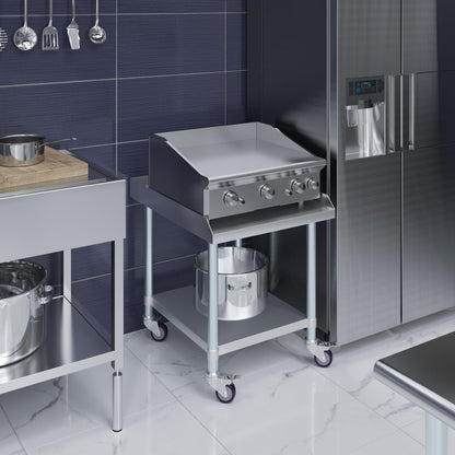 AmGood Stainless Steel Equipment Stand with Undershelf + Casters, Heavy Duty, Commercial Grade, NSF Certified (30" Width x 24" Length + Casters)