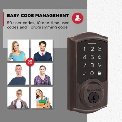 Kwikset SmartCode 270 Keyless Entry Electronic Touchpad Deadbolt Door Lock with Auto-Lock, Custom User Codes, Advanced Security in Satin Nickel Traditional