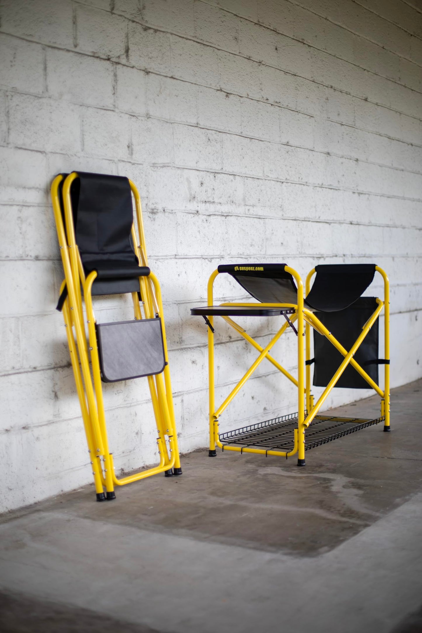 Suspenz Yellowfin Kayak and Canoe Rigging Stations with Side Tables, Fishing Kayak Work Stands, Indoor & Outdoor Use, Canvas Slings, 350 lbs Load Capacity (55-0141)