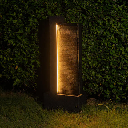 Puulye 39.76" H Outdoor Water Fountain Made with Eco-Friendly Recyclable Materials, Polyethylene Modern Waterfall Water Fountain Outdoor, Garden Decor with LED Light & Pump for Patio, Porch, Backyard