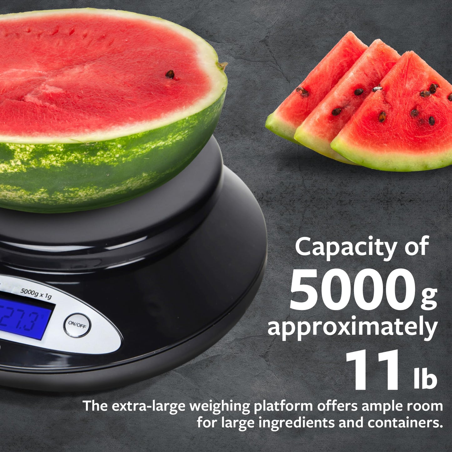 Smart Weigh Digital Kitchen Scale with Removable Bowl – 11lb/5kg Capacity, 0.1oz/1g Precision – High Accuracy Food Scale for Baking, Cooking & Meal Prep (Black)