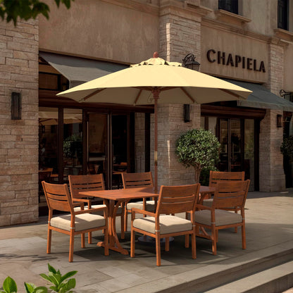California Umbrella 9' Premium Commercial Hardwood Patio Umbrella, Manual Lift With Sunbrella Antique Beige Fabric