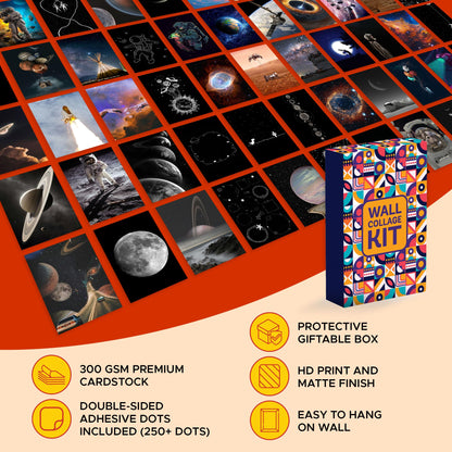 CodersParadise 54 PCS Astronomy Wall Collage Poster Kit, Outer Space Moonlight Aesthetic Room Decor 4x6 Photo Collection for Bedroom, Teen Boy Girl Dorm Room Decor