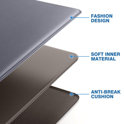 StepRite Kitchen Mats, 2PCS Kitchen Rugs, Cushioned Anti Fatigue Kitchen Mats for Floor, Non-Slip Standing Desk Mat, Waterproof Kitchen Rug Set for Kitchen, Floor, Office, 17.3"x30"+17.3"x47", Grey