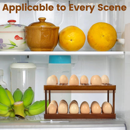 2 Countertop, 36 Wooden Double Layer Egg Holder - Farmhouse Kitchen Acacia Egg Tray Organizer - Tier Fresh Egg Storage