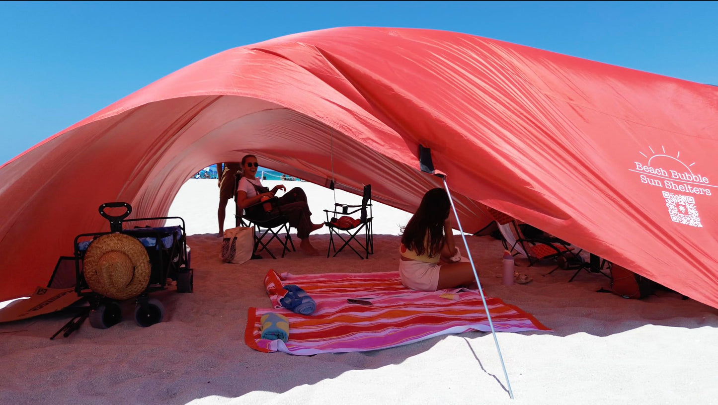 Beach Bubble Family Edition, The Ultimate Private Wind Supported Beach Cabana, +50 UPF, 12 Person Capacity