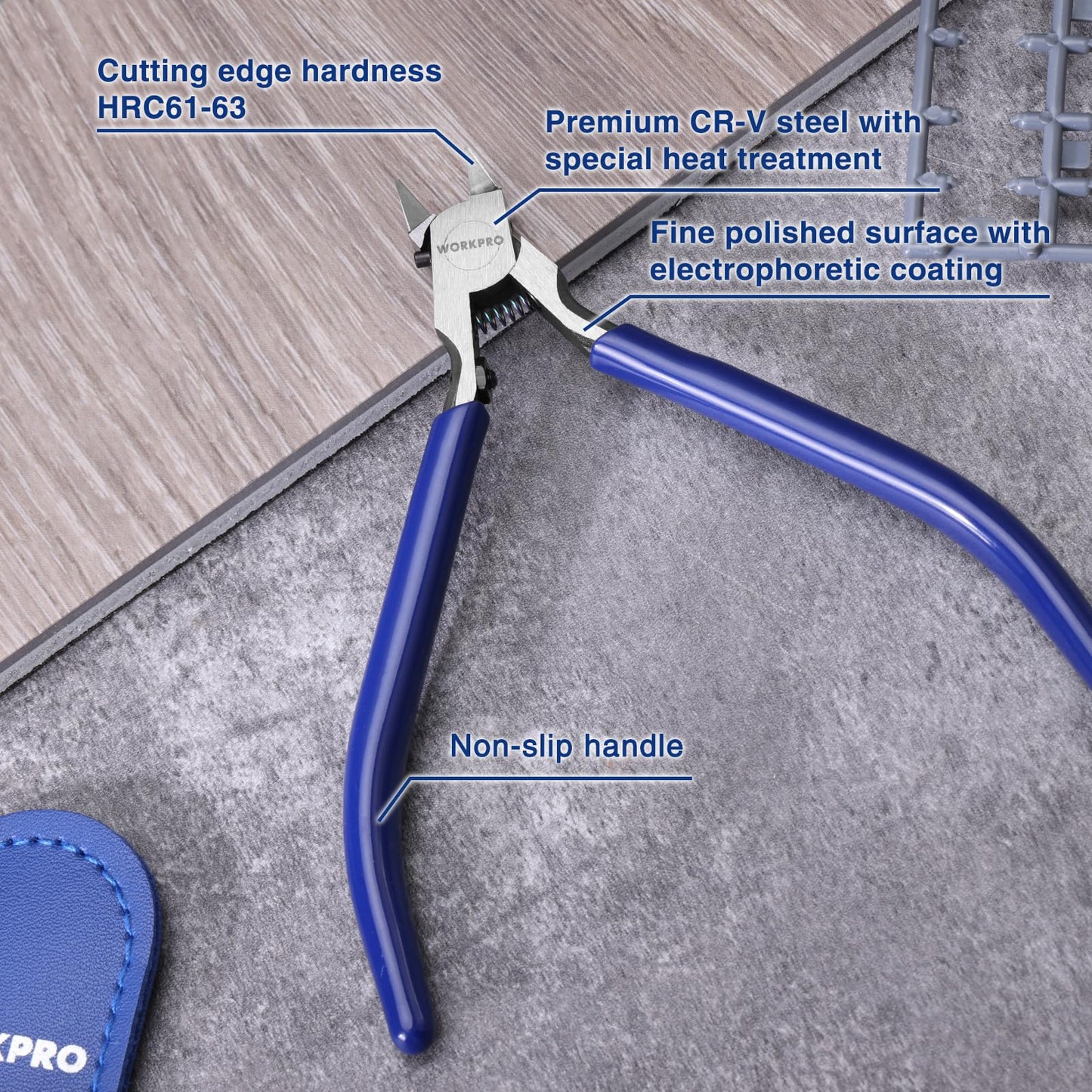 WORKPRO 4.7" Model Nippers Tool, Ultra-thin Single Blade Nipper for Plastic Model, Non-slip Sprue Cutter for Model Building Repairing and Fixing