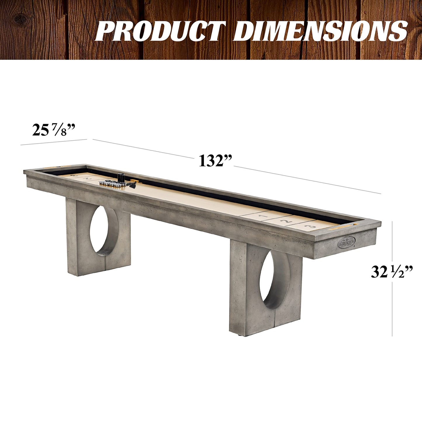 Barrington Billiards 11' Aurora Outdoor Shuffleboard Table with Scratch-Resistant Playfield and 8 Puck Set