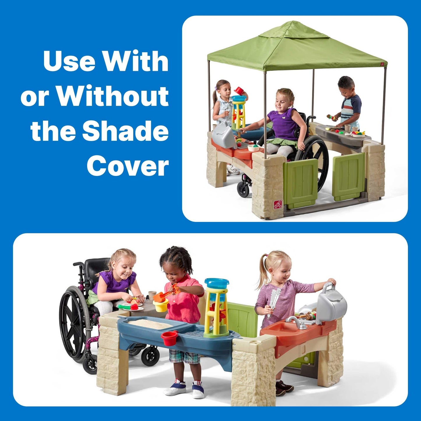 Step2 All Around Playtime Patio with Canopy Playset – Shaded Outdoor Playhouse for Kids with Realistic, Interactive Features, Room for Multiple Toddlers to Play – Dimensions: 60" H x 47.5" W x 47.5" D