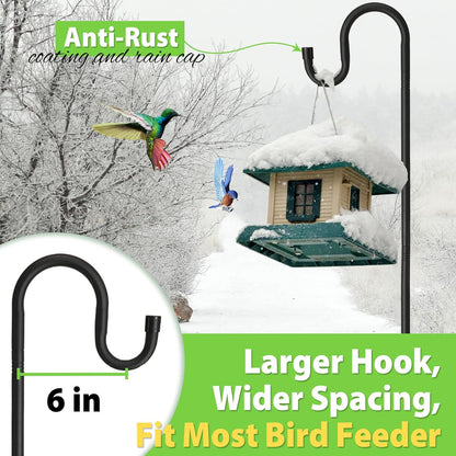 Feblomst 94" Hummingbird Bird Feeder Pole, Shepherds Hooks for Outdoor Heavy Duty, Feeders Stand for Hanging Plants