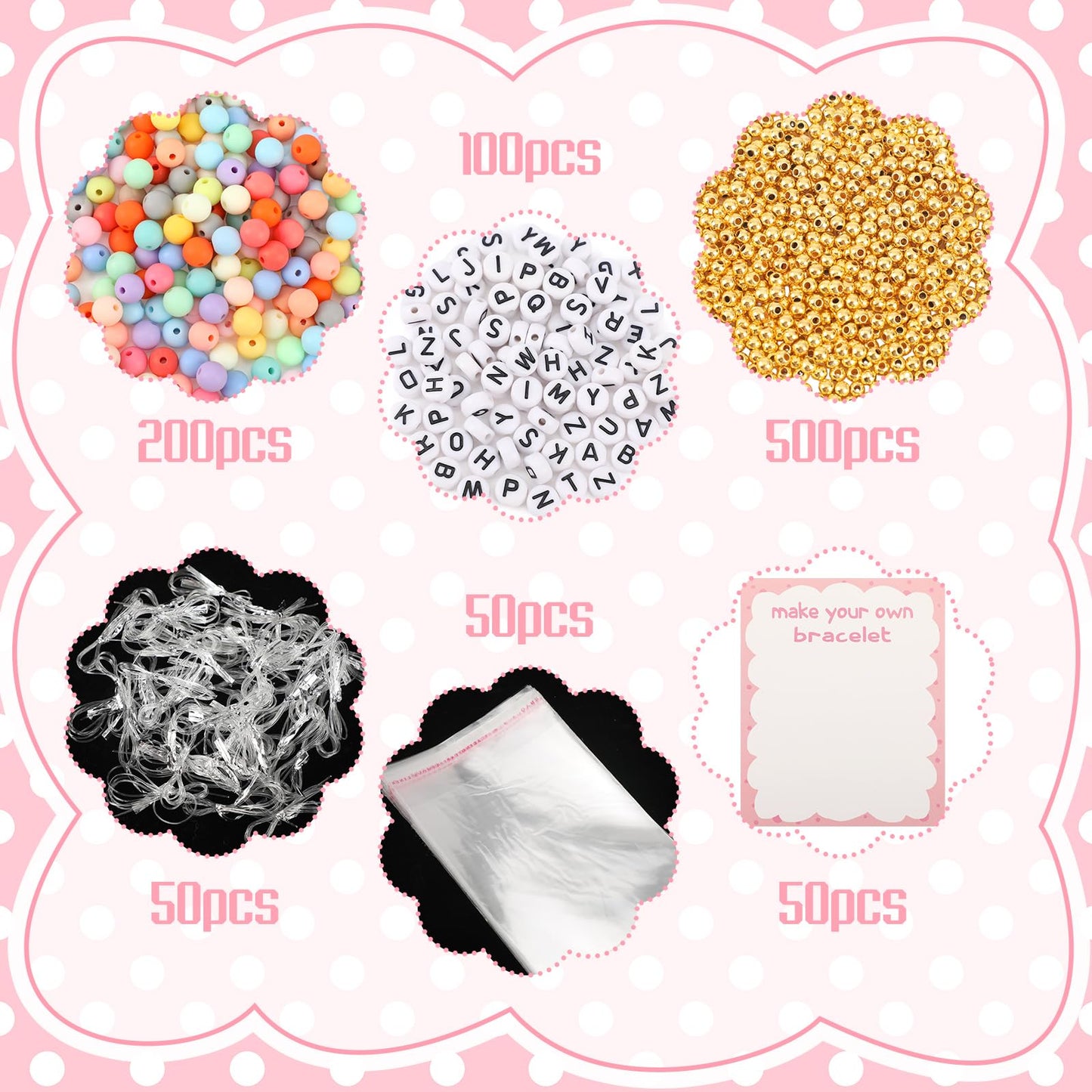 Ferreve Make Your Own Bracelet Gift DIY Making Kit Valentine's Day Pastel Beads Welcome First Day Bracelet with Wrapped and Card Personalised Jewelry Making Kit