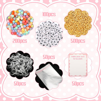 Ferreve Make Your Own Bracelet Gift DIY Making Kit Valentine's Day Pastel Beads Welcome First Day Bracelet with Wrapped and Card Personalised Jewelry Making Kit